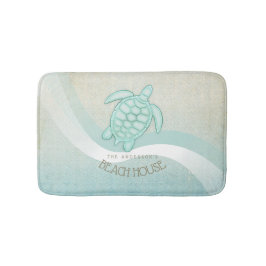 Alfombrilla De Baño Caseta de playa Tortuga Náutica Aqua Blue ID623