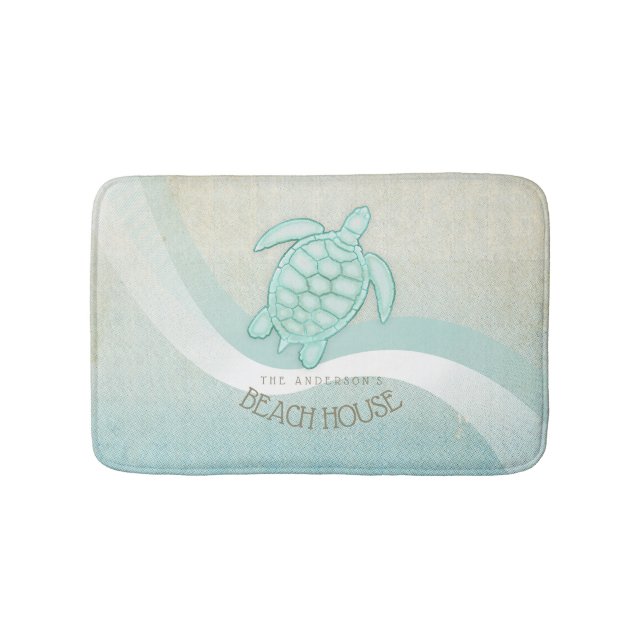 Alfombrilla De Baño Caseta de playa Tortuga Náutica Aqua Blue ID623 (Anverso)