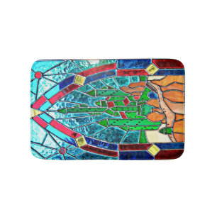 Alfombrilla De Baño Castillo esmeralda de mago de Oz Stainglass
