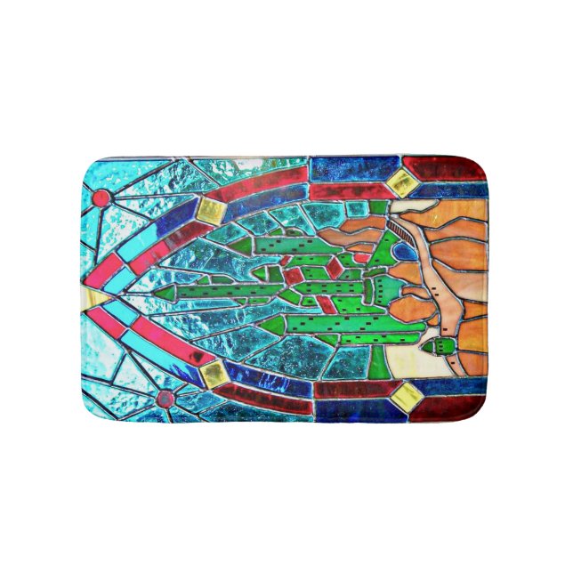Alfombrilla De Baño Castillo esmeralda de mago de Oz Stainglass (Anverso)