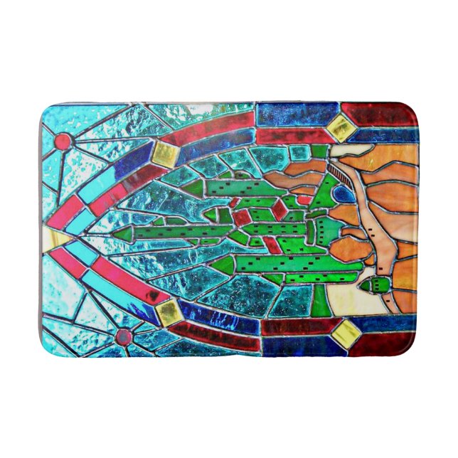 Alfombrilla De Baño Castillo esmeralda Stainglass de mago de Oz (Anverso)