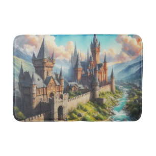 Alfombrilla De Baño Castillo medieval en un paisaje montañoso