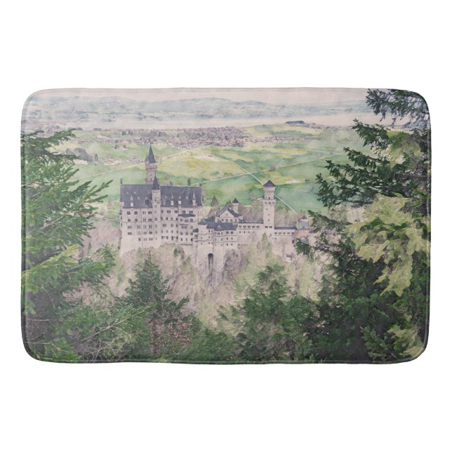Alfombrilla De Baño Castillo Retro Neuschwanstein en Alemania (Anverso)