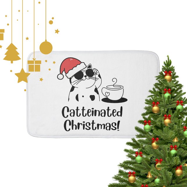 Alfombrilla De Baño Catteinated Christmas Coffee and Cat Lover Holiday (Subido por el creador)