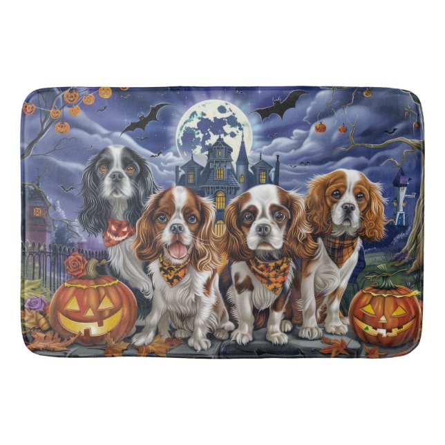Alfombrilla De Baño Cavalier King Charles Spaniel Halloween Spooky (Anverso)