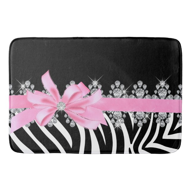 Alfombrilla De Baño Cebra de Delilah del diamante (rosa) (Anverso)