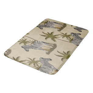 Alfombrilla De Baño Cebras y Palmeras al Estilo Safari 