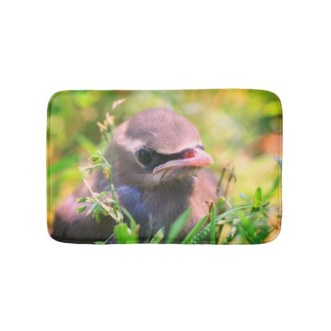 Alfombrilla De Baño Cedro amarillo Waxwing Fledglglglgling Bird (Anverso)