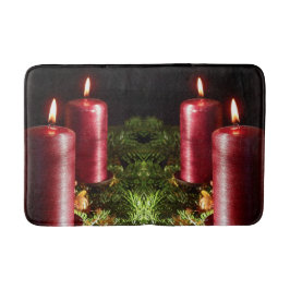 Alfombrilla De Baño Celebración de Navidad Velas Rojas Fiestas de Invi