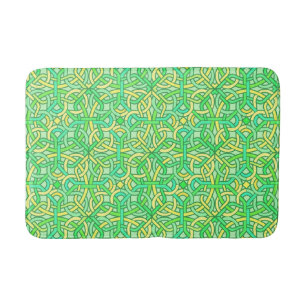 Alfombrilla De Baño Celta Knot Irlanda patrón trenzado amarillo verde
