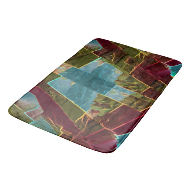 Alfombrilla De Baño Cera esculpida de aspecto marrón y azul (Angular)