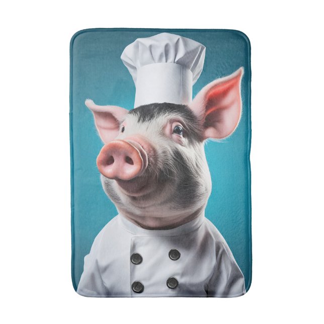 Alfombrilla De Baño Cerdo Chef (Frente vertical)