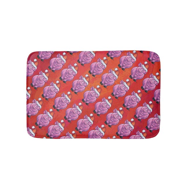 Alfombrilla De Baño Cerdo en Santa Hat en rojo (Anverso)