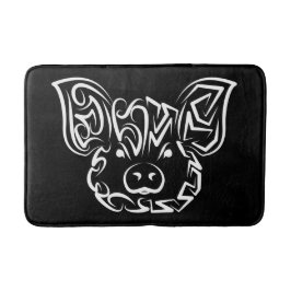 Alfombrilla De Baño Cerdo tribal blanco y negro