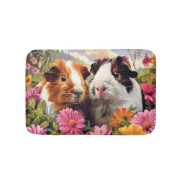 Alfombrilla De Baño Cerdos de Guinea entre flores silvestres