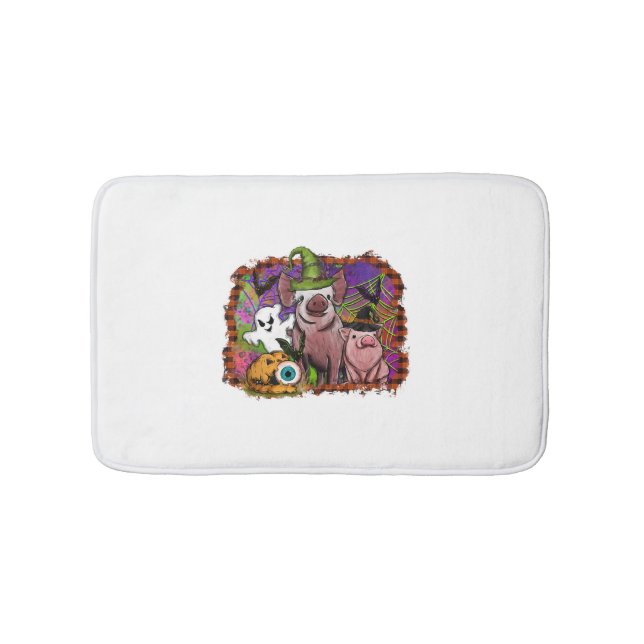 Alfombrilla De Baño Cerdos de Halloween (Anverso)