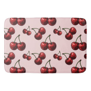 Alfombrilla De Baño Cerezas Rojas Brillantes Rosadas Glamour Retro