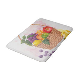 Alfombrilla De Baño Cesta de Frutas Vibrantes Arte Acuarela