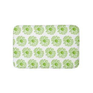 Alfombrilla De Baño Chartreuse Green Daisy Print, Hippie Flower Print