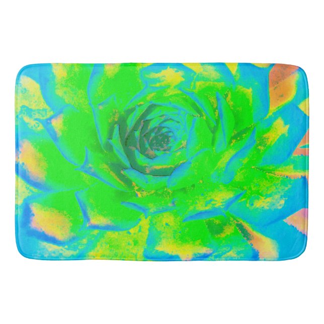 Alfombrilla De Baño Chartreuse Verde Lime Suculento Sedum Rosette (Anverso)