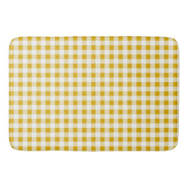 Alfombrilla De Baño Cheques de Gingham Rústico Mostaza Amarillo