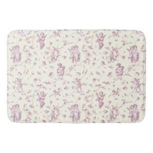 Alfombrilla De Baño Cherub Cupido Angels Pink Floral Toile