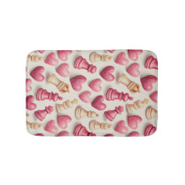 Alfombrilla De Baño Chess & Hearts Valentines Pattern