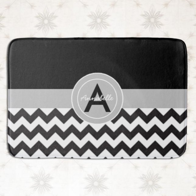 Alfombrilla De Baño Chevron Gris Negro (Subido por el creador)