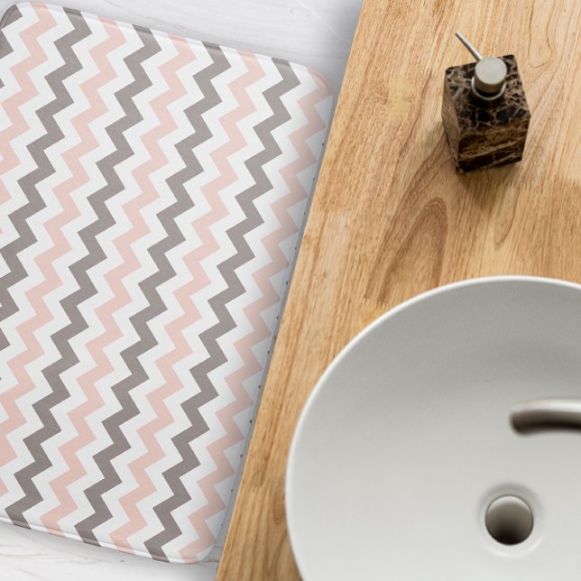 Alfombrilla De Baño Chevron moderno rosa y gris (Subido por el creador)