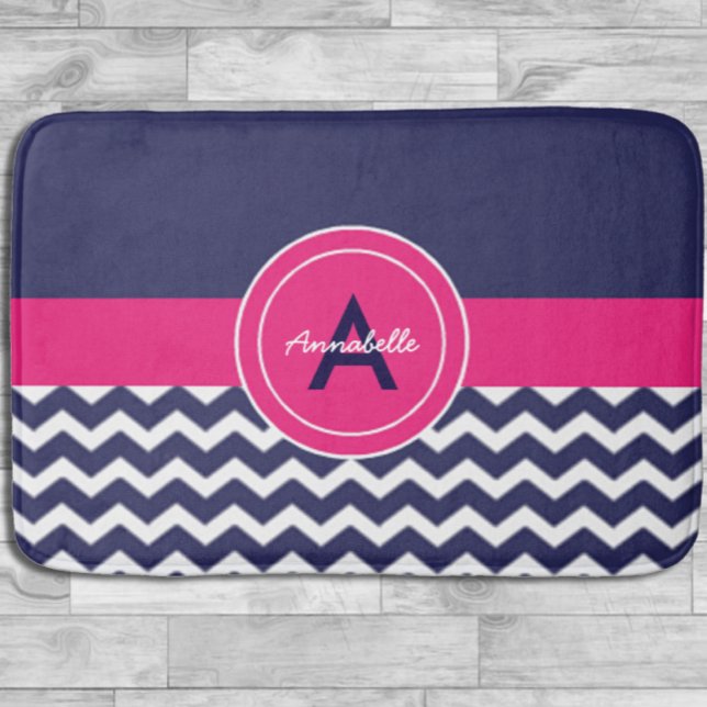 Alfombrilla De Baño Chevron rosa azul oscuro (Subido por el creador)