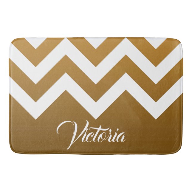 Alfombrilla De Baño Chevrons dorados (Anverso)