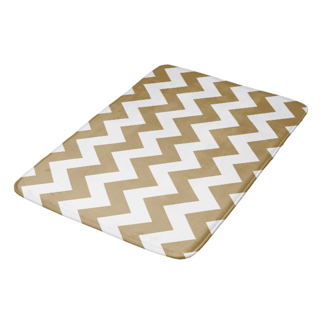Alfombrilla De Baño Chevrons neutrales de teca (Angular)
