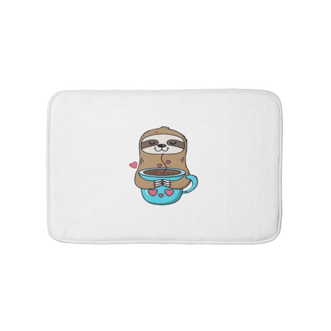 Alfombrilla De Baño Chibi Sloth Coffee Lover - Cute Kawaii Sloth Huggi (Anverso)