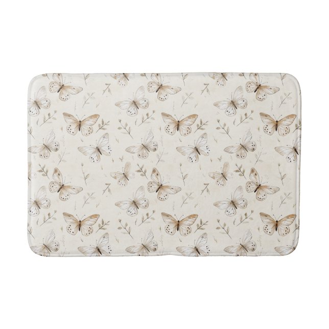 Alfombrilla De Baño Chic Crema Mariposas Despedida de Soltera (Anverso)
