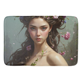 Alfombrilla De Baño Chica con flores en el pelo