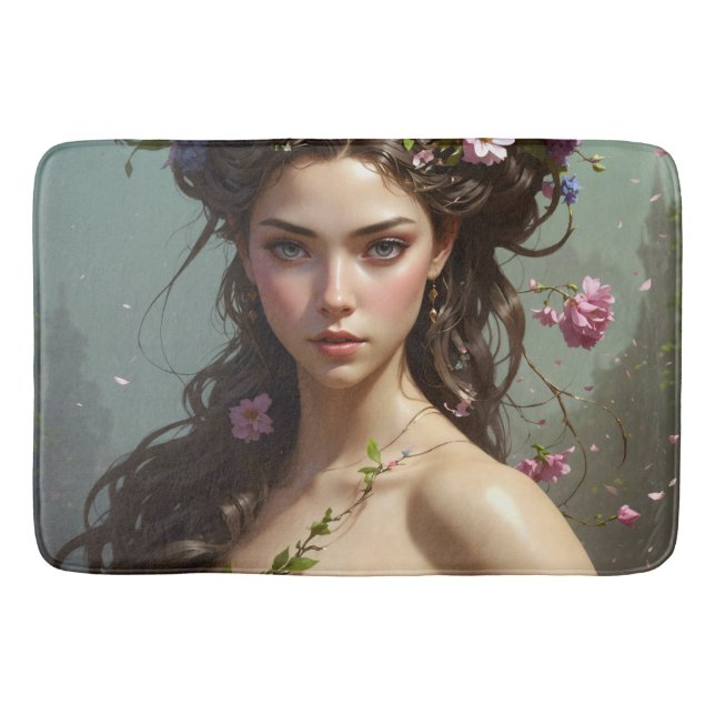 Alfombrilla De Baño Chica con flores en el pelo (Anverso)