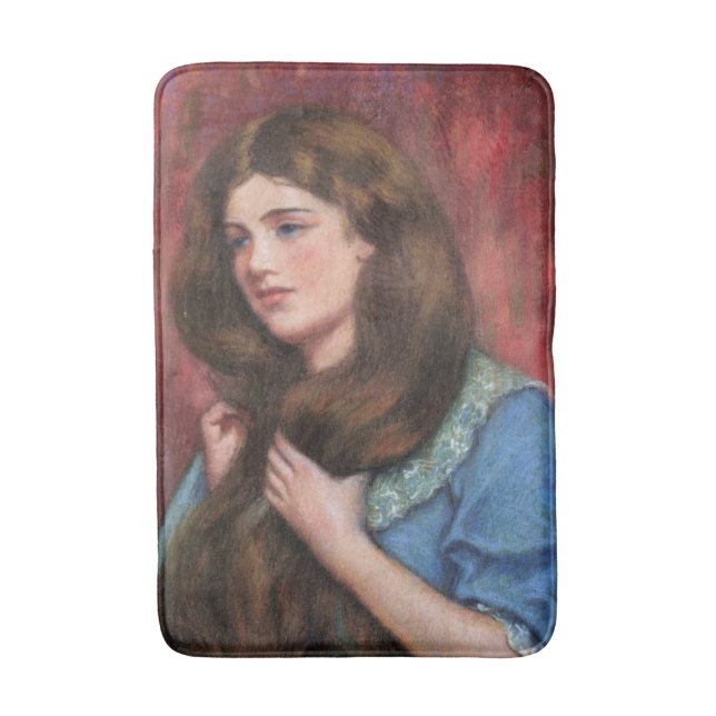 Alfombrilla De Baño Chica con hermoso cabello castaño largo (Frente vertical)