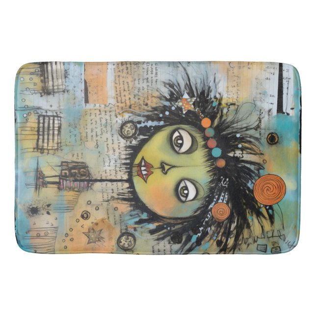 Alfombrilla De Baño Chica de Arte Collage Lady 7 (Anverso)