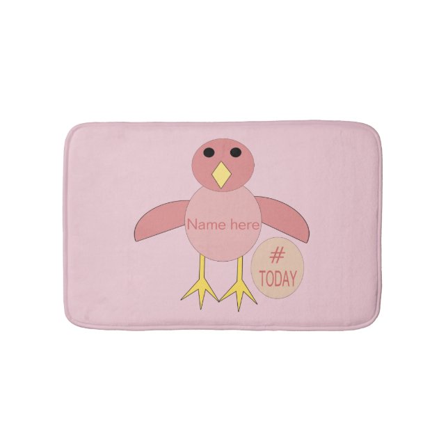 Alfombrilla De Baño Chica de cumpleaños rosado personalizado Chick Bat (Anverso)
