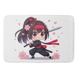 Alfombrilla De Baño Chica de la floración guerrera de ninja
