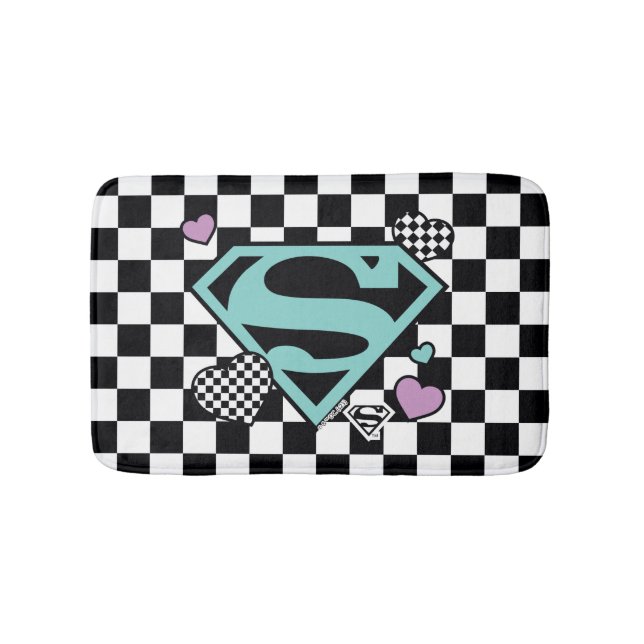 Alfombrilla De Baño Chica de patinaje Supergirl Hearts S-Shield (Anverso)