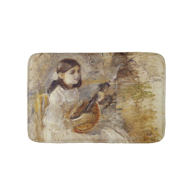 Alfombrilla De Baño Chica jugando al mandolín (por Berthe Morisot) (Anverso)
