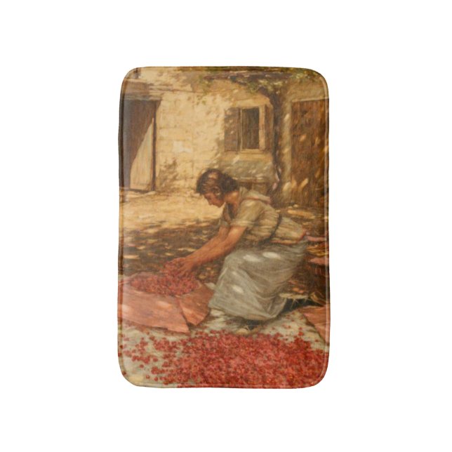 Alfombrilla De Baño Chica Packing Cherries en Provenza (Francia) (Frente vertical)