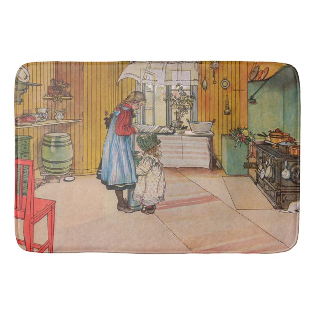 Alfombrilla De Baño Chicas en la cocina (arte sueco clásico) (Anverso)