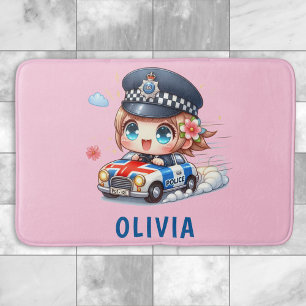 Alfombrilla De Baño Chicas Lindas Policía Británica Conduciendo Coche 