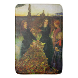 Alfombrilla De Baño Chicas recogen hojas de otoño para una hoguera