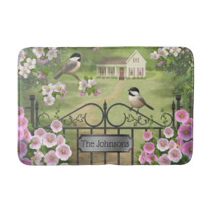 Alfombrilla De Baño Chickadees flaman granja victoriana