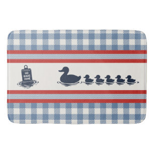 Alfombrilla De Baño Chicos Elegantes Pato y Cuadros- Azul Marino Humo