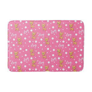 Alfombrilla De Baño Chihuahua Bath Mat rosa y blanco
