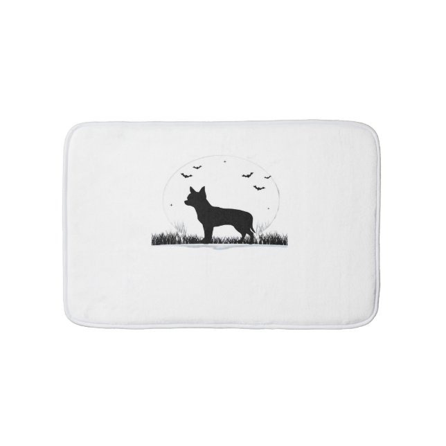 Alfombrilla De Baño Chihuahua Dog - Halloween Moon Silhouette Classic (Anverso)